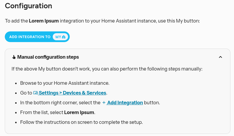 Screenshot showing predefined configuration text block